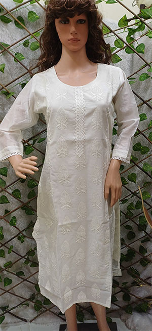 Off white Silk Kurti with Embroidery