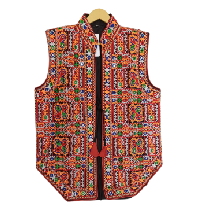 Men's Tradiotional Pure Cotton Embroidered Waist Coat Ethnic Navratri Special Kutchi Koti Jacket For Men