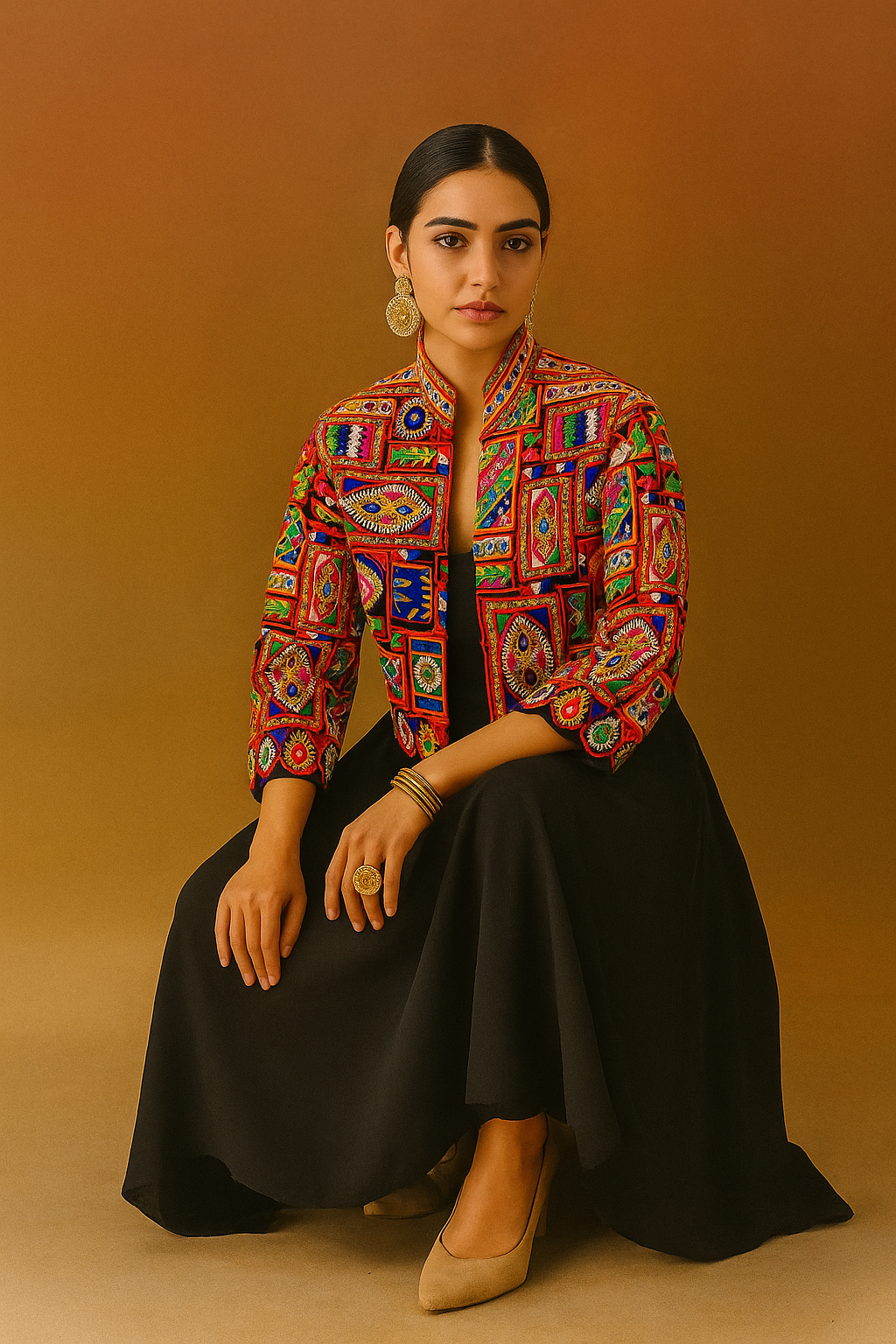  Navratri Special Pure Cotton Embroidered Mirror Work Style Kutchi Koti Jacket For Women 