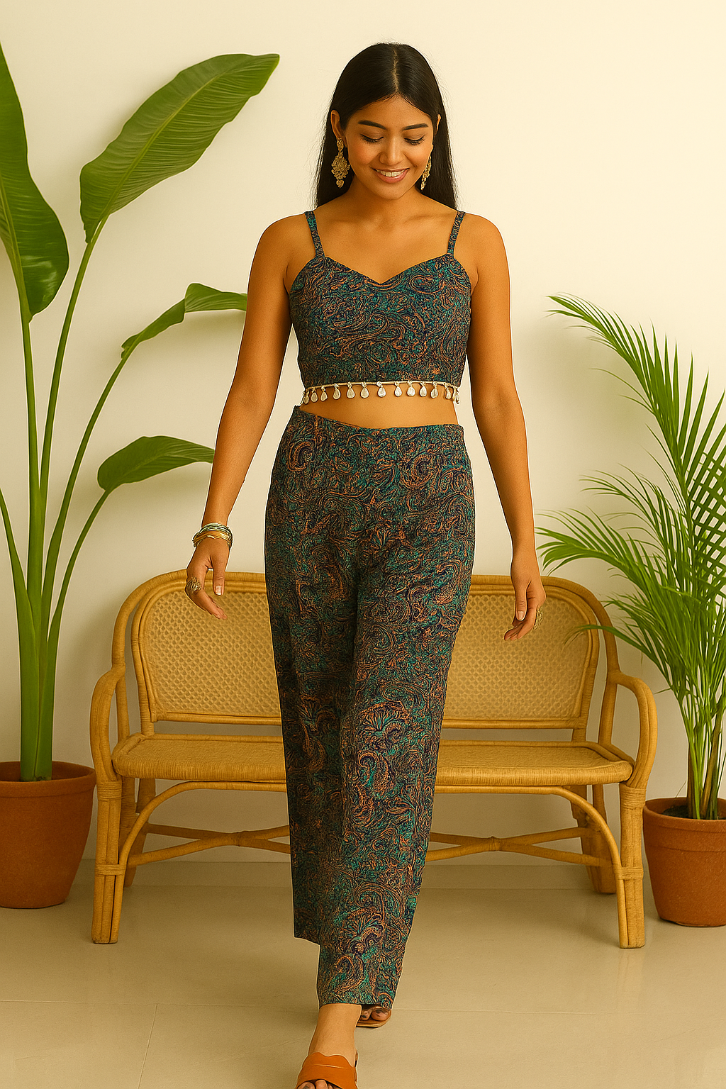 Navratri Special Tradiotional Digital printed blouse - pant Set