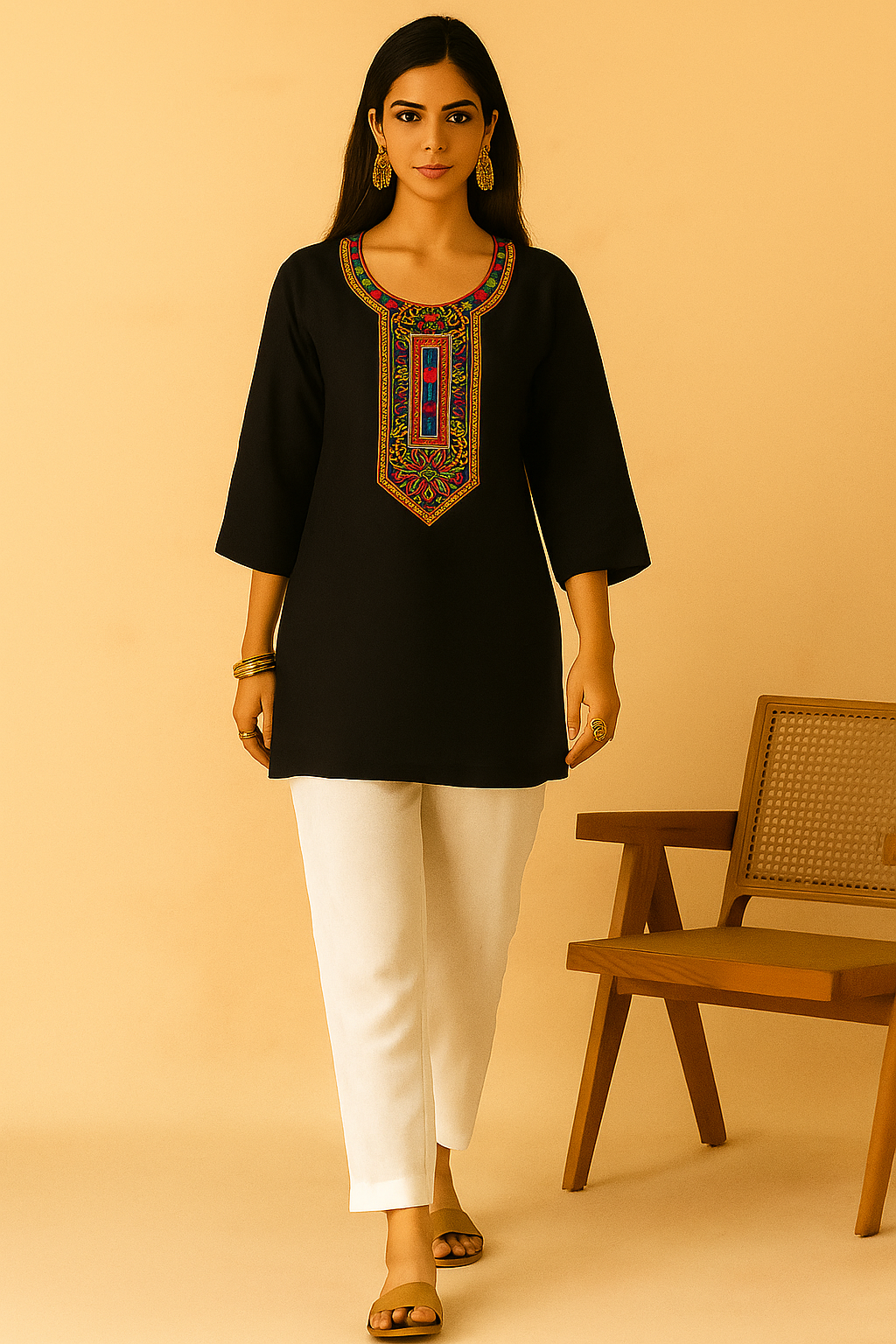 Navratri Special Tradiotional Rayon Embroidered Mirror Work Short kurti